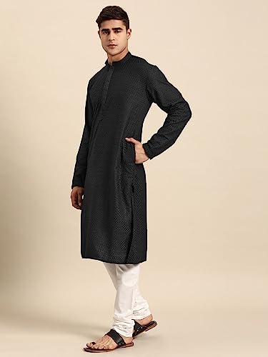 Image of Rajubhai Hargovindas Men Pure Cotton Chikankari Embroidered Straight Kurta