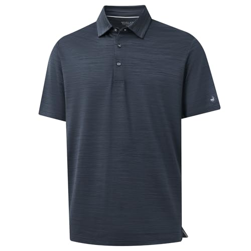 Rouen Polo Shirts for Men Dry Fit Performance Moisture Wicking Casual Jacquard Heather Collared Mens Golf Shirts Short Sleeve