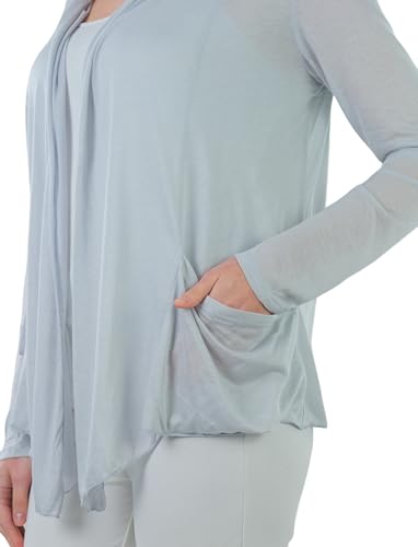 Image of ToBeInStyle Womens Open Front Long Sleeve Lightweight Asymmetrical Draped Cardigan with Side Pockets
