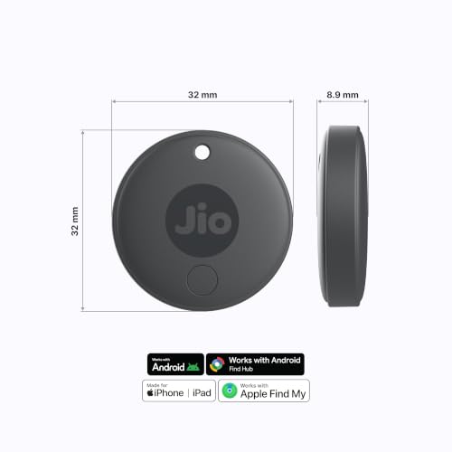 Image of JioTag (2nd Generation) (Grey) - Android or iOS Compatible IP64 Rated Worldwide Item Finder for Keys, Wallets, Luggage, Gadgets and More |1+1 Year Battery | No SIM Needed