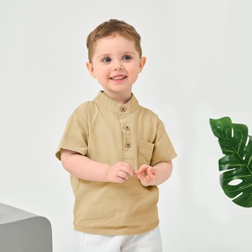 Volunboy Toddler Boy Henley Shirts Baby Short Sleeve Cotton T-Shirts Kids Summer Casual Clothes 2 Pack2