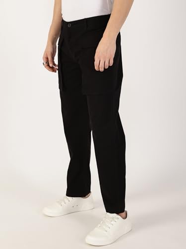 Image of Thomas Scott Men's | Solid | Light Weight | Breathable Fabric | Mid Rise | Regular Fit | Cotton Blend | Button Waist | Cargo | Trouser | Pants