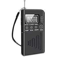Radio Portatil Pequeña, Mini Radio de Bolsillo, Radio de Pilas con Conector para Auriculares y Estéreo Altavoz, Am/FM 2 Bandas de Radio Estéreo Digital, para Actividades al Aire Libre, Correr, Viajar