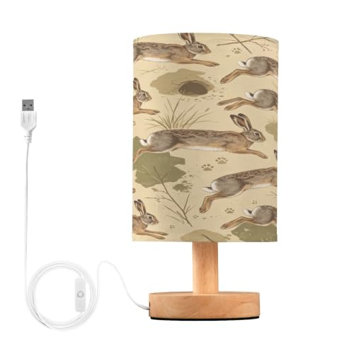 Loancwa Mongolian Gazelle Decor Bedside Table Lamp with USB Port for Bedroom Nightstand Office Desk LED Bulb Included