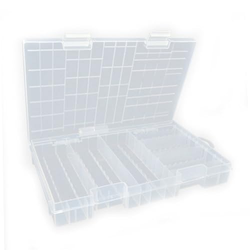 LALAFINA Transparent Double Layer Battery Organizer Storage Case for Aa AAA Batteries Lightweight with Classified Compartments for Easy Access and Organization