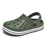 Nedaan Kids Clogs Boys Girls Garden Clogs Pool Slip on Water Shoes ArmyGreen