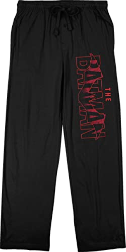The Batman Movie Red Logo Men's Black Drawstring Sleep Pajama Pants
