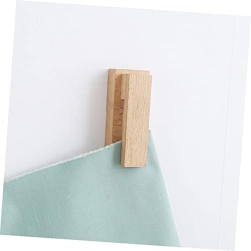 Laundry Decor Punch Kitchen Adhesive Wooden Hanger Organizer Rack Free Holder Vintage and Wood Back Wall Rag Entryway Rustic Clothespin Towels Wall-Mounted Cloth Hooks 3pcs