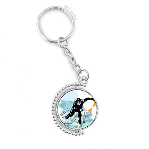 Patinage de vitesse idée cadeau porte-clés rotatif multicolore pour passionné de glisse