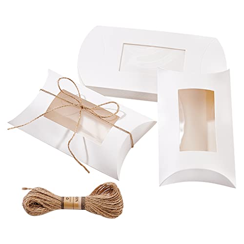 Boîtes à dragées kraft blanc avec fenêtre lot de 20 boîtes cadeaux BENECREAT pour mariage
