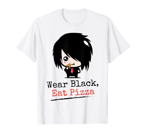 Wear Black Eat Pizza | Ropa Emo para Niños Emocore | Emo Music Camiseta