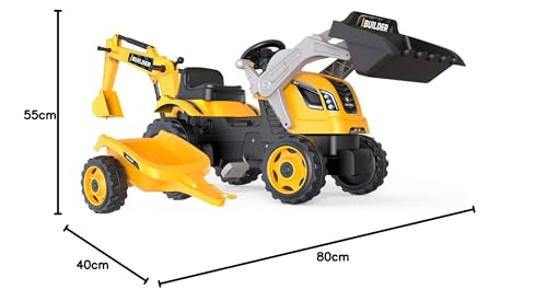 Smoby Tracteur a pédales Builder Max + Remorque - vue 9