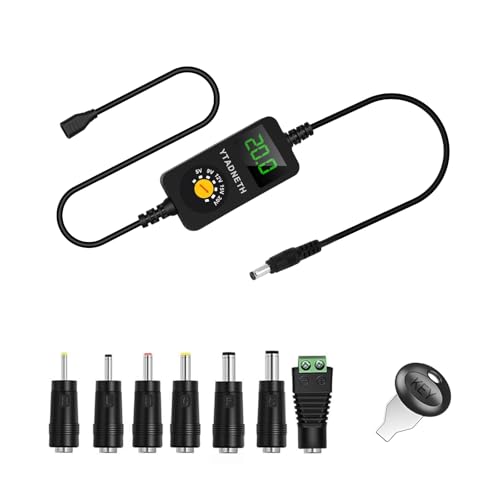 YTADNETH Universal USB C to DC Adapter, Barrel PD Trigger Cable, USB-C Female to DC 5V 9V 12V 15V 20V Adapter Cable with LED Display, for Netbook, Tablets, Led Light, Lamps, Routers