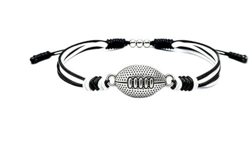 FAFUBOTIF Football Bracelet - Adjustable Charm Rope Paracord Accessory, Football Player Gift - Unisex（black-white）
