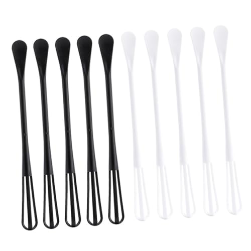 Angoily Batidores Manuales para Mezclar 10 Piezas (5 Negros 5 de Color Claro), Mini Cucharas Multifunción para Batir Huevos y Repostería, Utensilios de Cocina Prácticos y Ergonómicos