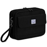 VASCHY Estuche Grande, Estuche Escolar de Pana Estuche Lápices para 192 Lápices de Colores Bolsa para Dibujar, Pintar, Rotuladores Multicapa Bolígrafos de Gel Organizador, Negro