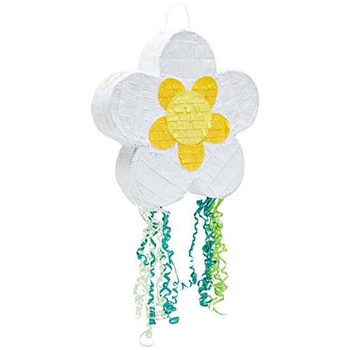 BLUE PANDA Pull String Daisy Pinata for Spring Flower Birthday Party Decorations Small 13 x 13 x 3 Inches