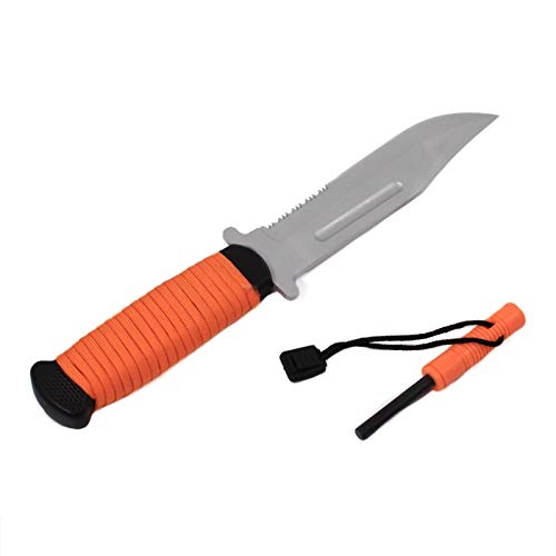 SE Full Tang Fixed Blade Clip Point Outdoor Knife with Firestarter/Whistle - KFD2818-3OR