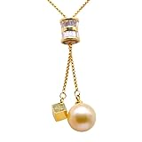 KRRKQH Collana di Perle dei Mari del Sud, 14,5 mm, Catena in Argento Sterling, Lunghezza Regolabile