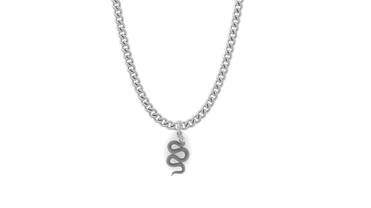 Elegante colgante de cadena de plata pura con 92,5% de pureza de serpiente (colgante con cadena de eslabones de 55,88 cm) - mpsc7357-1, S, Gema