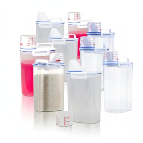 Kit 9 Unids Potes Herméticos 2 Litros Organizador Para Cozinha e Lavanderia