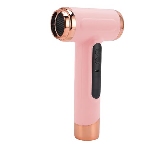 Luocute Secador de Cabello Inalámbrico, Secador de Soplado Iónico Recargable de 200w 30000 Rpm con Boquilla Giratoria de 360 ​​grados, 3 Viento Caliente Frío Ajustable para Acampar de (PINK)
