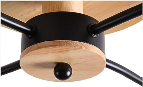 Plafonnier LED en bois à intensité variable avec télécommande pour salon et bureau à 8 têtes