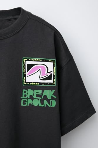 Image of Alan Jones Clothing Boys Oversized Cotton Printed T-Shirt | Round Neck, Short Sleeves, Casual Wear