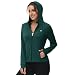 donhobo Damen Sportjacke Laufjacke Langärmlig Leicht Atmungsaktiv Full Zip Sweatjacke für Wandern Outdoor Running (Dunkelgrün, L)