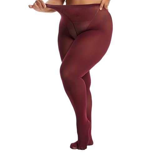 Image of Frola Plus Size Tights for Women Semi Opaque Control Top High Waist Stockings 60 Denier Women's Pantyhose 2X 3X 4X 5X