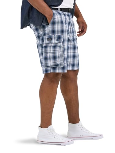 Lee Men's Dungarees New Belted Wyoming Cargo Short Blue Plaid 32 image 2