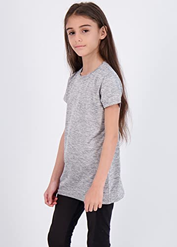 4 Pack: Girls Short Sleeve Shirts Tees Active Quick Dry Fit Crew Neck T-Shirt Active Athletic Tops Essentials Soccer Sports Yoga Gym Young Teen Chica's Kids Zebra Summer Clothes - Set 1, Lg (14) #TOP1