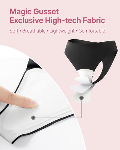 Seamless Workout Thongs for Women - No Show Womens Underwear with Wide Gusset Invisible Panties Nude&Black 2 Pack3