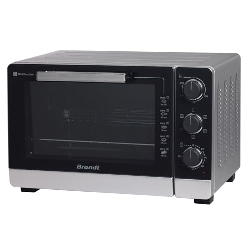 Brandt FC405MS - Mini Four Posable et Compact - 2100 W - Capacité 40L - Multifonction avec 5 Modes de Cuisson - Cuisson homogène - Double vitrage - Gris