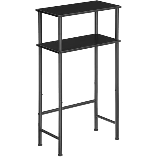 HOOBRO Mesa de Consola de 2 Niveles, Aparador de Entrada, Mesa Estrecha para Sofá, 4 Pies Ajustables, Marco Metálico, para Recibidor, Pasillo, Cocina, Salón, Dormitorio, Negro EBB40XG01