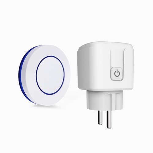 HYHIOTS Prise Telecommande Sans Fil, Prise Connectée Extérieure RF433 MHz émetteur Radio Émetteur + Récepteur Commande Sans Fil 100m, 3500W Max...