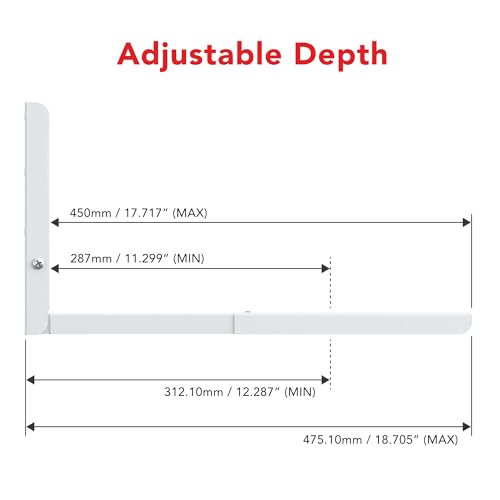 AVF EM60W-A Universal-Mikrowellen-Halterung zur Wandmontage, Weiß, Arme ausziehbar von 29,2 cm bis 45 cm, 2 Stück