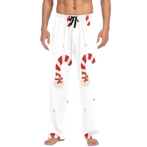 Christmas Candy Canes Men's Pajama Bottoms Plaid Pajamas Pants for Men Soft Long Lounge Woven Pj Sleep Pant with Pockets2