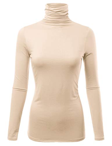 FASHIONOLIC Womens Premium Long Sleeve Turtleneck Lightweight Pullover Top Sweater (CLLT002) Taupe 3X