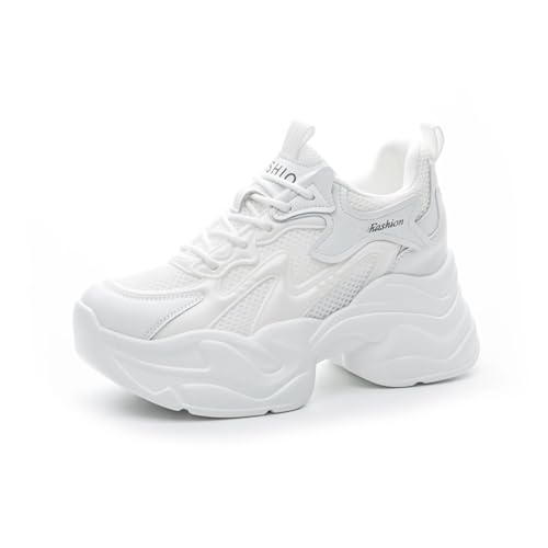 Women's Orthopedic Sneakers Comfortable Breathable Mesh Walking Shoes with Arch Support,Fashion Non-Slip Lace-Up Platform Chunky Height Increasing Dad Shoes