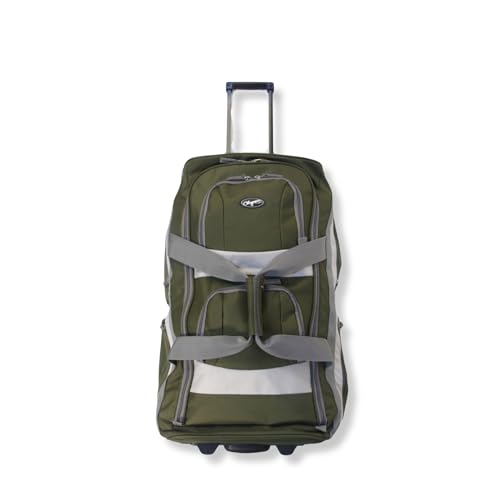 Olympia U.S.A. 22 inch Carry On 8 Pockets Wheeled Rolling Duffel Bag Water Resistant Luggage Lightweight Travel Suitcase with Retractable Handle