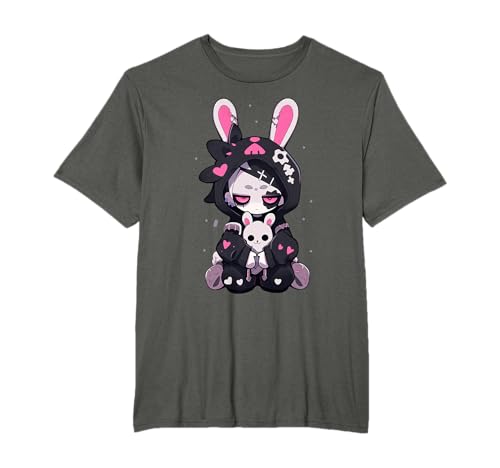 Goth Bunny Anime Girl Cute E-Girl Gothic Outfit Grunge T-Shirt