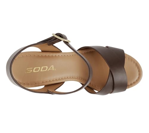 Image of Soda MIGUEL ~ Women Crisscross Band Fashion Chunky Platform Block Mid Heel Sandal with Ankle Strap and Stud