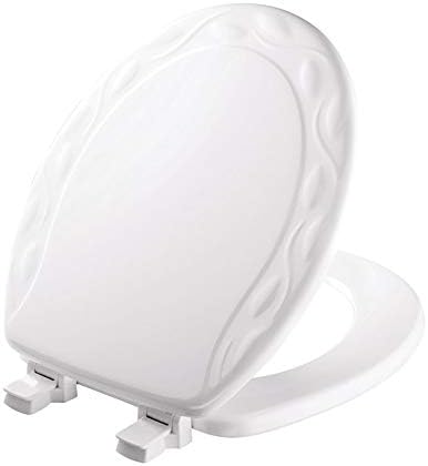 Mayfair Never Loosens Round White Molded Wood Toilet Seat