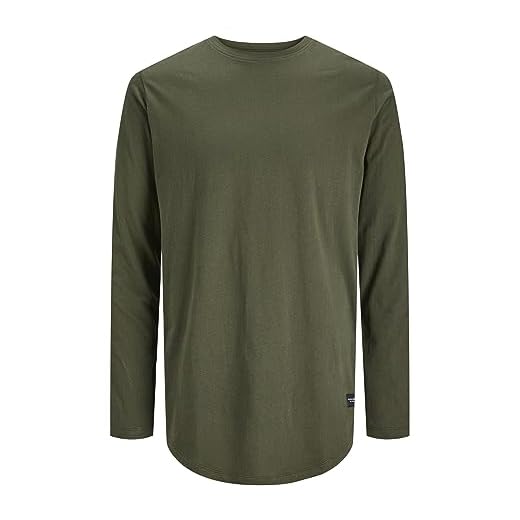 Jack & Jones Jjenoa Té O-Neck LS Noos Camiseta de Manga Larga, Verde Forest Night/Relaxed, L para Hombre