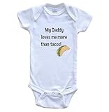 My Daddy Loves Me More Than Tacos Funny Baby Bodysuit, 18 Months White