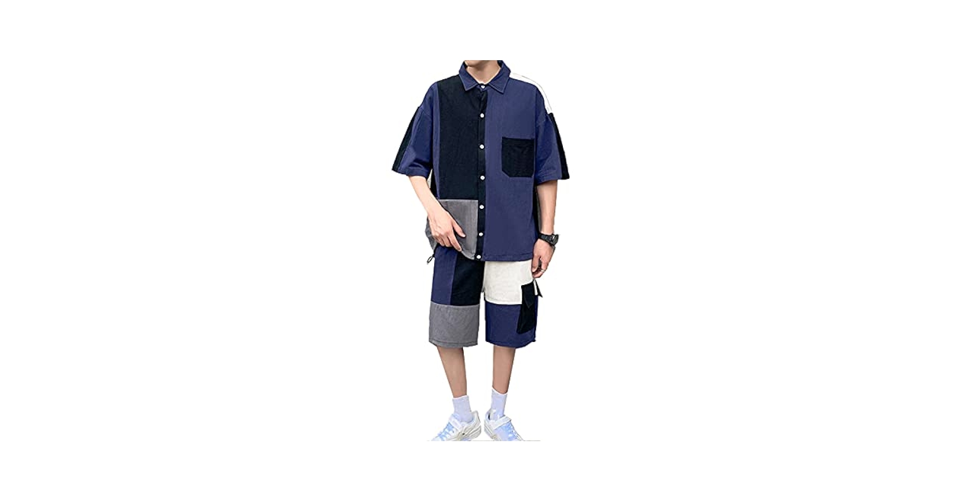 DABUWAWA上品 シャツ トップス ショートパンツ 2点セットアップ Amazon.co.jp: シャツ ショートパンツ メンズ セットアップ 上下