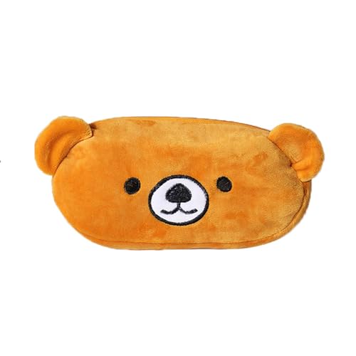 Image of HSYHERE Creative Cute Lovely Funny Happy Animals Bear Frog Face Fruit Strawberry Watermelon Soft Stuffed Surface Clothes Zipper Pencil Box Pencil Case Pencil Holder Pouch Pen Bag - Bear