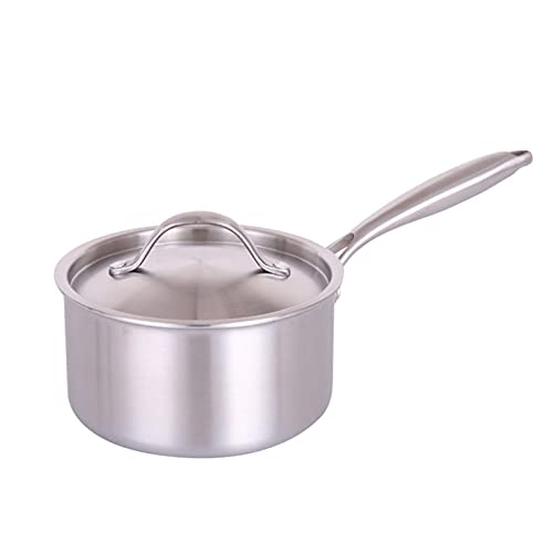 XBSXP Milk Pot and Butter Warmer Stainless Steel Milk Pan Soup Pot Nonstick Saucepan with Lid Home Kitchen Saucepans Milk Pan Sauce Pan