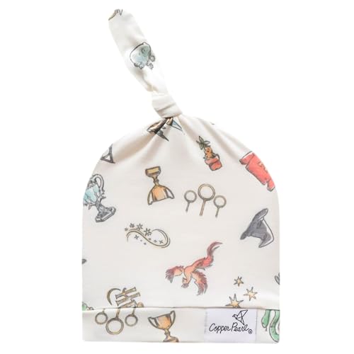 Image of Copper Pearl Baby Beanie Hat Top Knot Stretchy Soft Wizarding World